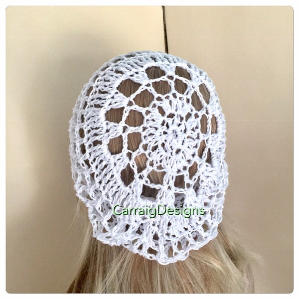 Chapeau de béret d'été en coton blanc Hippy spider web mesh beanie Unique designer women crochet knit dread tam hat gift boho festival summer