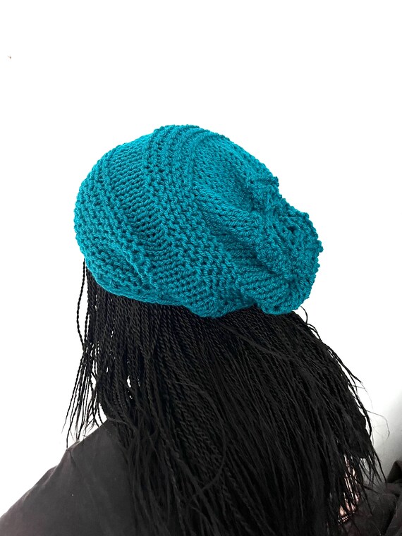 Blue Unisex Slouch Dread Beanie Oversized Hat Mans Mens  display picture 1