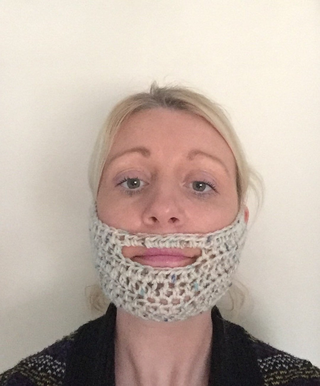 Winter Face Mask Beard Womens Designer Hand Crocheted Knit Gift Face