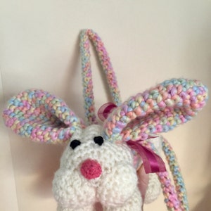 Filles bunny lapin sac animal Pâques sac à main panier préadolescents crochet tricot childs concepteur unique sac à dos accessoires téléphone étui sac enfant cadeau image 2