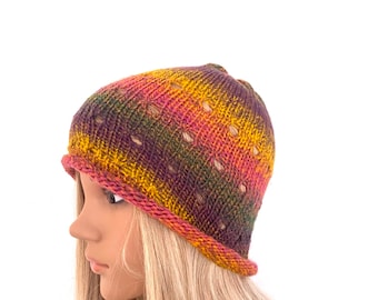 BUY1GET1HalfPRICE women knit hat lace holes crochet beanie hippie boho teen unique designer irish sale cloche flapper hat rainbow bucket hat