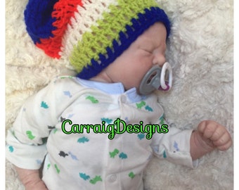 Baby boy-8yrs crochet,knit hippie Slouch or Fitted  beanie,striped,rainbow unique designer,kids newborn hats,gifts,shower gift,pregnancy gif