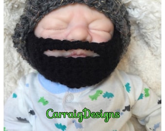 Baby boy crocheted,knitted hippie hippy,boho,slouch or fitted beanie,unique designer,kids newborn hats, shower gifts,beard,bearded