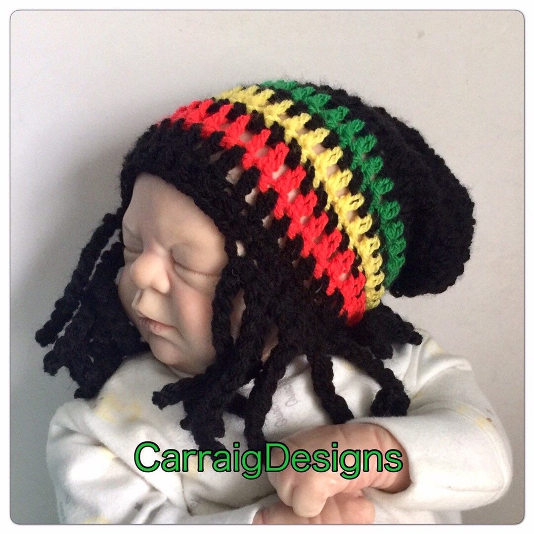 Rasta Hat Dread Baby Boy Girl Crochet Knit Hippie Hippy Boho Slouch or ...