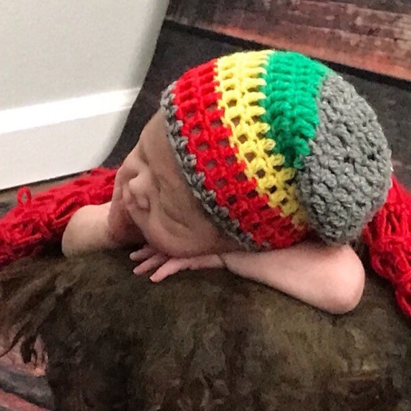 Rasta Baby boy/girl crocheted,knitted hippie hippy boho Slouch or Fitted beanie  jamaican unique designer,kids newborn hats,shower gifts