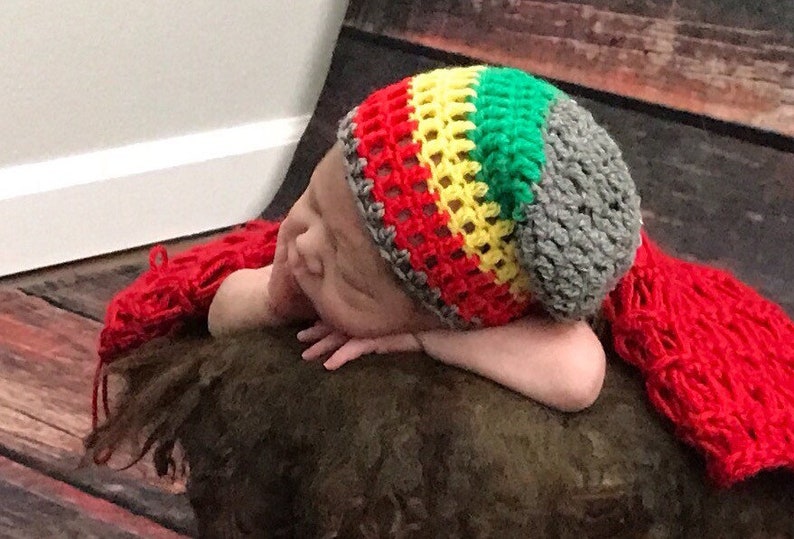 Rasta Baby boy/girl crocheted,knitted hippie hippy boho Slouch or Fitted beanie jamaican unique designer,kids newborn hats,shower gifts image 1