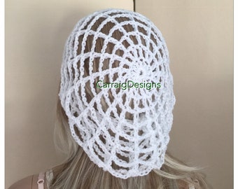 Beret Hippy spider web mesh beanie Unique designer womens teens crochet knit dread tam beret hat gift white boho festival summer spring