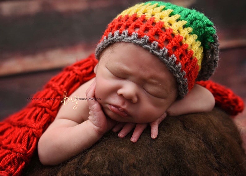 Rasta Baby boy/girl crocheted,knitted hippie hippy boho Slouch or Fitted beanie jamaican unique designer,kids newborn hats,shower gifts image 2