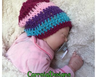 Baby girl crocheted,knitted rainbow hippie slouch beanie,glitter unique designer,kids newborn hats, princess gifts.