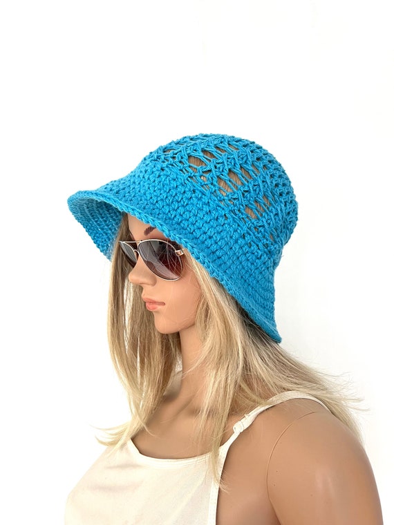 Cotton Cloche Hat Beanie Peak Summer Womens Hand Crochet 