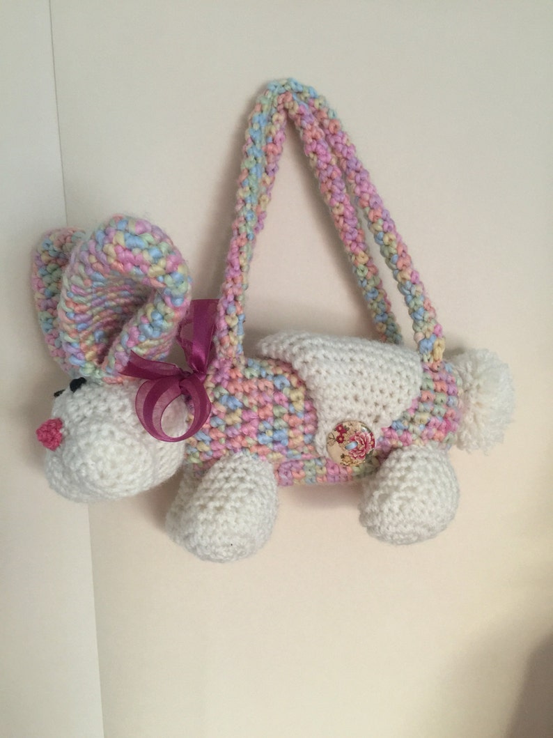 Filles bunny lapin sac animal Pâques sac à main panier préadolescents crochet tricot childs concepteur unique sac à dos accessoires téléphone étui sac enfant cadeau image 4