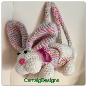 Filles bunny lapin sac animal Pâques sac à main panier préadolescents crochet tricot childs concepteur unique sac à dos accessoires téléphone étui sac enfant cadeau image 1