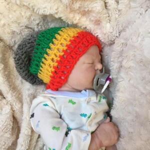 Rasta Baby boy/girl crocheted,knitted hippie hippy boho Slouch or Fitted beanie jamaican unique designer,kids newborn hats,shower gifts image 5