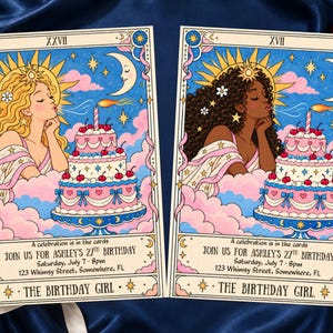 Tarot Card Birthday Invitation | Editable Canva Template | The Birthday Girl | 17 Goddess Options