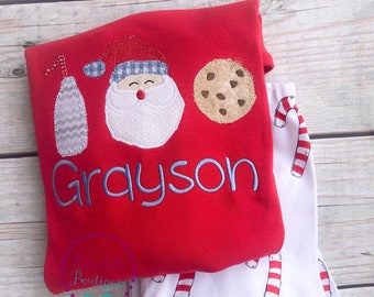 PRE-ORDER - Cookies Milk and Santa Pajamas - Christmas PJs- Pajamas- Personalized Christmas PJs - Christmas Cookies - Matching Christmas PJS