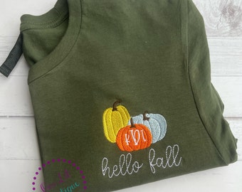 Pumpkin Monogram - Pumpkin Tee - Womens Monogram T-Shirt - Gift for Her - Womens Pumpkin Shirt - Hello Fall Shirt