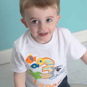 Under The Sea Personalized Birthday Shirt Personalized Birthday Personalized Under The Sea Boys Under the Sea Ocean Birthday Ocean image 1