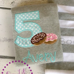 Donut personalized Birthday Shirt Donut Personalized Shirt Personalized Donut Shirt Donut Birthday Donut Applique Boys Girls image 1