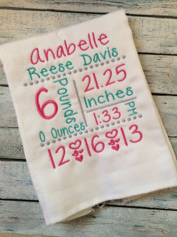 Subway Art Burp Cloth - Personalized Burp Cloth - Birth Announcement - Burp Cloth - New Baby Il_570xn