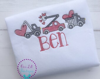 Valentine's Truck Shirt - Personalized Valentine Shirt - Bucket Truck - Kids Valentine Shirt - Monogram Truck - Trucks - Kids Valentine