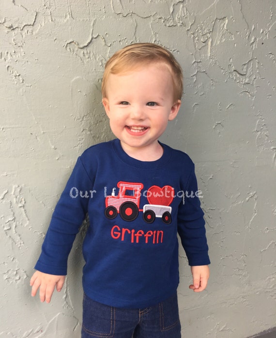 Valentine's Tractor Shirt - Personalized Valentine Shirt - Boys Valentine Shirt - Personalized Valentine Shirt - Heart Tractor Il_570xn