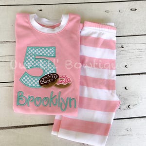 Donut personalized Birthday Shirt Donut Personalized Shirt Personalized Donut Shirt Donut Birthday Donut Applique Boys Girls image 5