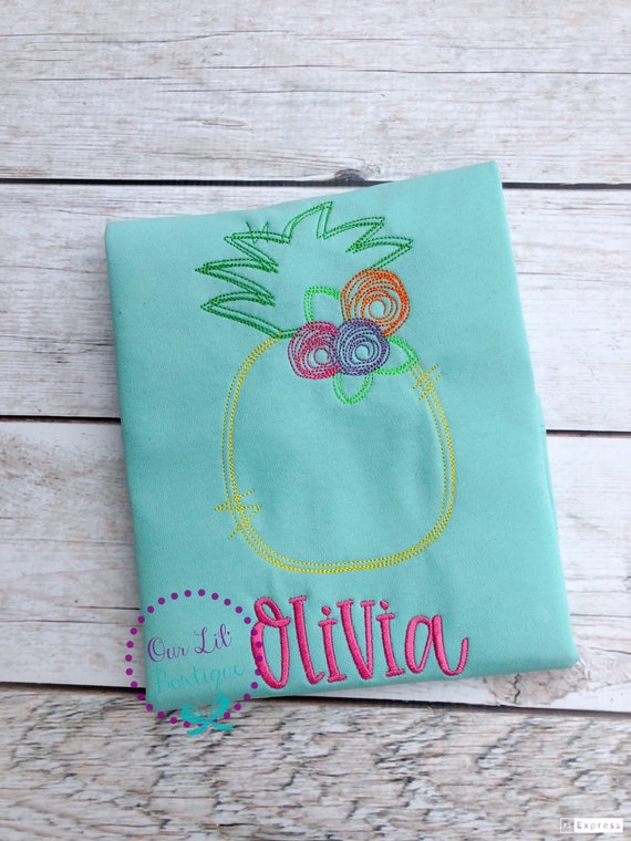 Personalized Pineapple Shirt - Girl Pineapple Shirt - Cute Pineapple Applique - Pineapple Applique - Summer Shirt - Pineapple Birthday Il_570xn