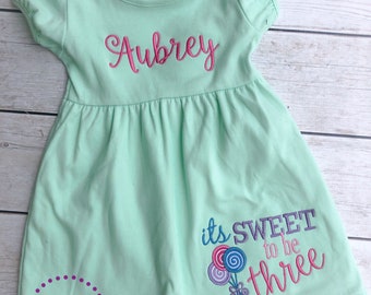 It's Sweet To Be Three - Birthday Shirt- Personalized Birthday - Personalized - Birthday Shirt - Lollipop Birthday - 3rd Birthday