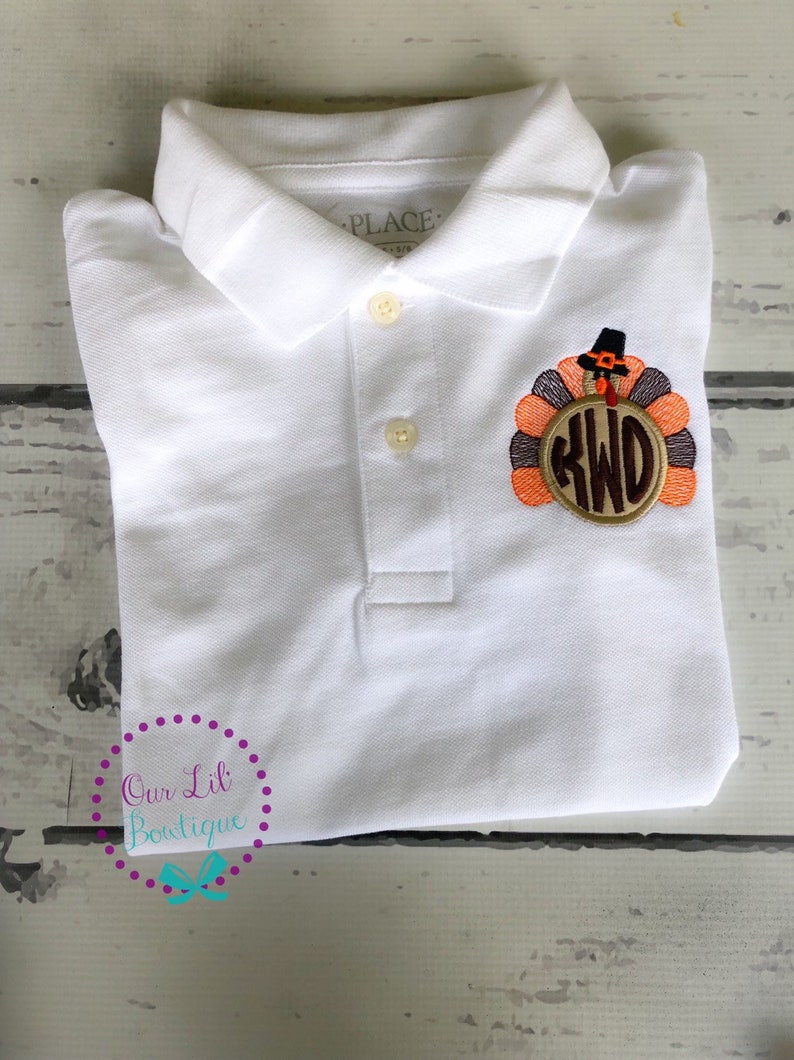 Turkey Polo Thanksgiving Polo Thanksgiving Turkey Polo Turkey Monogram Monogram Boys Thanksgiving Shirt image 10