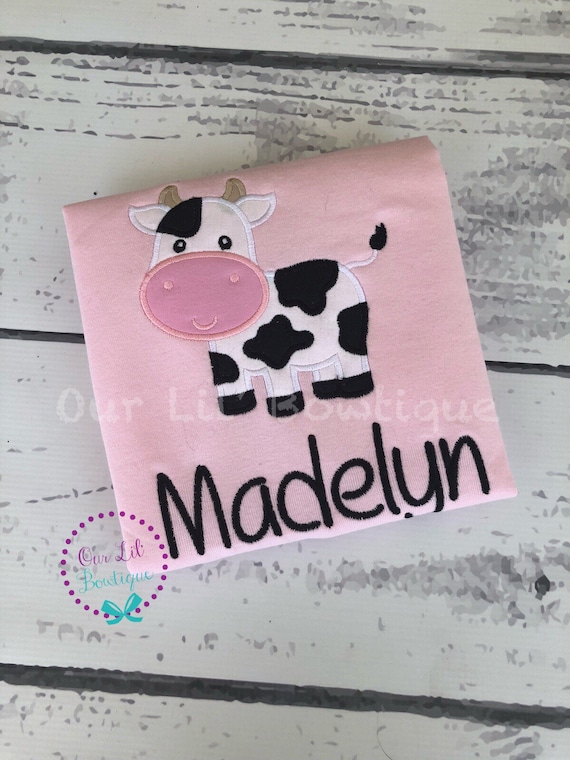 Cow Applique Shirt - Kids Cow Shirt -Personalized Cow T- Shirt - Farm Shirt - Farm Birthday Shirt - Cow Birthday Shirt - Cow Shirt Il_570xn