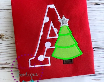 Personalized Initial Christmas Tree Shirt - Embroidered Nutcracker Design