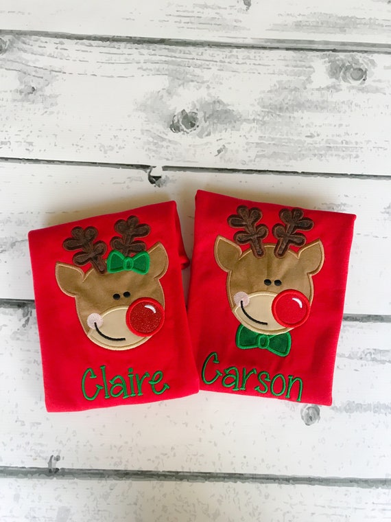 Reindeer Shirt - Kids Reindeer Shirt - Boy Reindeer Shirt - Girl Reindeer Shirt - Sibling Christmas Shirt - Christmas Shirts - Personalized Il_570xn