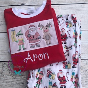 PRE-ORDER Santa Pajamas Christmas Pajamas Santa PJs-Girls Christmas Pajamas Boys Christmas Pajamas Santa Christmas Matching PJS image 1