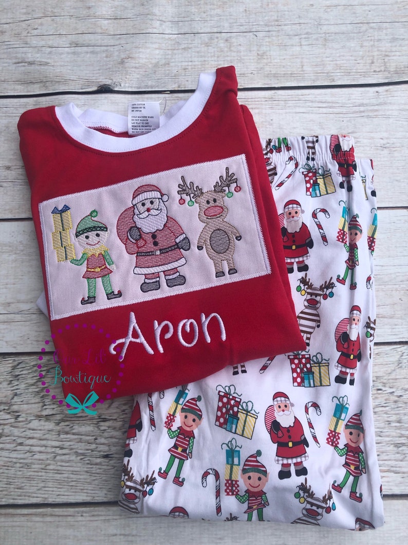 PRE-ORDER Santa Pajamas Christmas Pajamas Santa PJs-Girls Christmas Pajamas Boys Christmas Pajamas Santa Christmas Matching PJS image 1