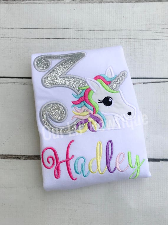 Unicorn Birthday Shirt - Unicorn Birthday - Birthday Shirt- Personalized Birthday - Personalized - Birthday - Silver- Girls Birthday Shirt Il_570xn