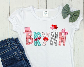 Personalized Valentine's Day Shirt: Girls Name Heart Tee