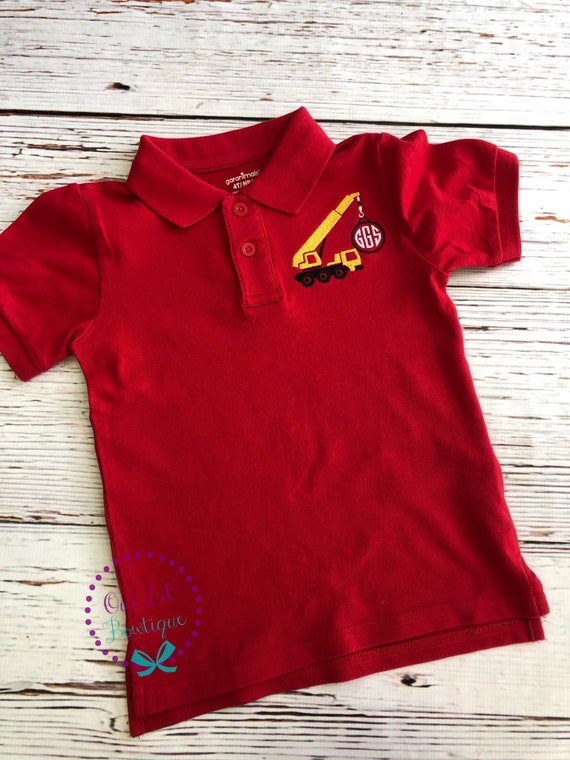 Construction Truck Shirt - Construction Polo - Personalized Birthday - Personalized Truck- Monogrammed Polo- Boys Polo Shirt - Monogram Il_570xn