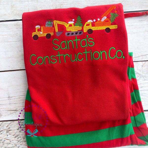 PRE-ORDER - Christmas Construction Pajamas- Boy's Christmas PJs- Christmas Tree - Personalized Christmas Pjs - Christmas Truck Pjs