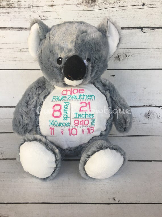 Personalized Stuffed Animal - Subway Art Baby Gift - Personalized Cubbie - Birth Announcement - New Baby -Personalized Baby Gift- Koala Il_570xn