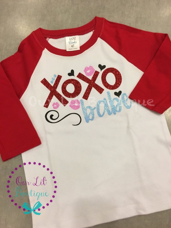 Valentine's Day Shirt - Personalized Valentine's Day Shirt - Valentine Raglan - XOXO Babe - Valentine Shirt Il_570xn