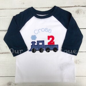 Train Birthday Shirt Train Birthday Boy Train Shirt Personalized Train Shirt Birthday Train Raglan Train 1st Birthday Shirt image 2