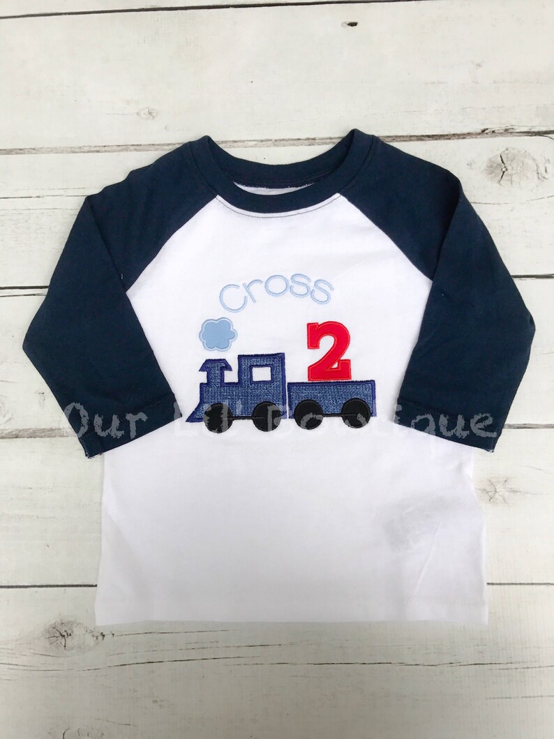 Train Birthday Shirt Train Birthday Boy Train Shirt Personalized Train Shirt Birthday Train Raglan Train 1st Birthday Shirt image 2