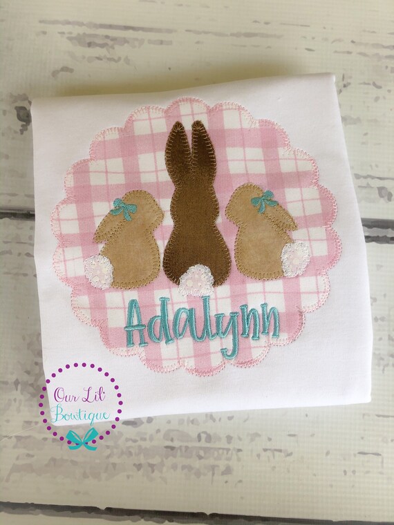 Girls Easter Shirt - Easter Bunny Tails - Personalized Easter Dress - Easter Bunny - Bunny Tails Easter Dress - Girls Easter - Bunny Trio Il_570xn