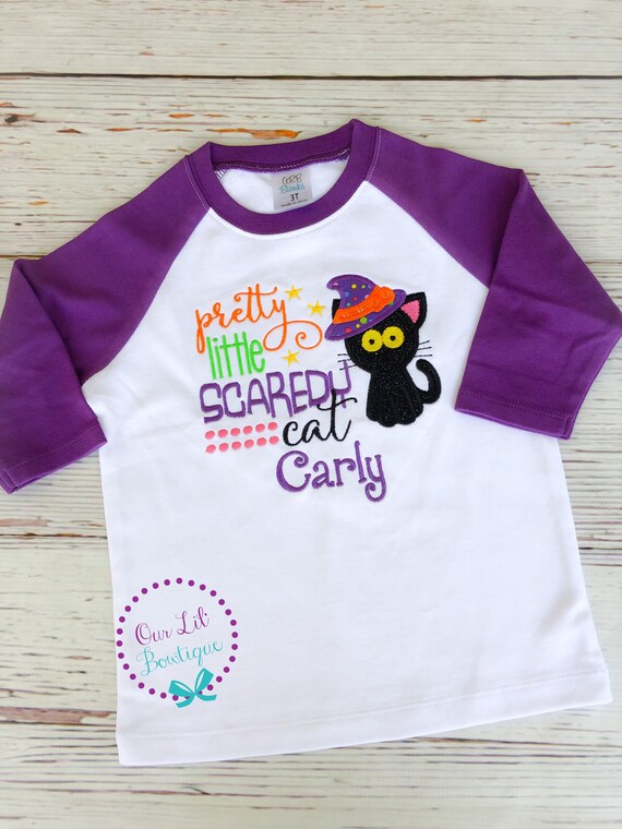 Halloween Shirt -girls Halloween Outfit Cat Shirt Scaredy Cat
