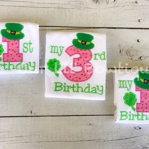 Shamrock Birthday My 2nd Birthday Day Shirt St. Pat's Day Shirt Personalized St. Patricks Shirt Girl 2nd St. Pats Applique image 5