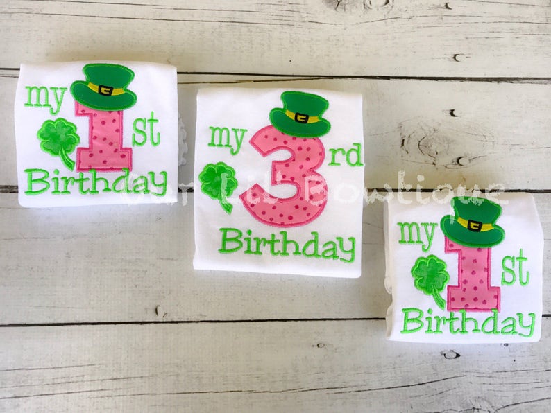 Shamrock Birthday My 2nd Birthday Day Shirt St. Pat's Day Shirt Personalized St. Patricks Shirt Girl 2nd St. Pats Applique image 5