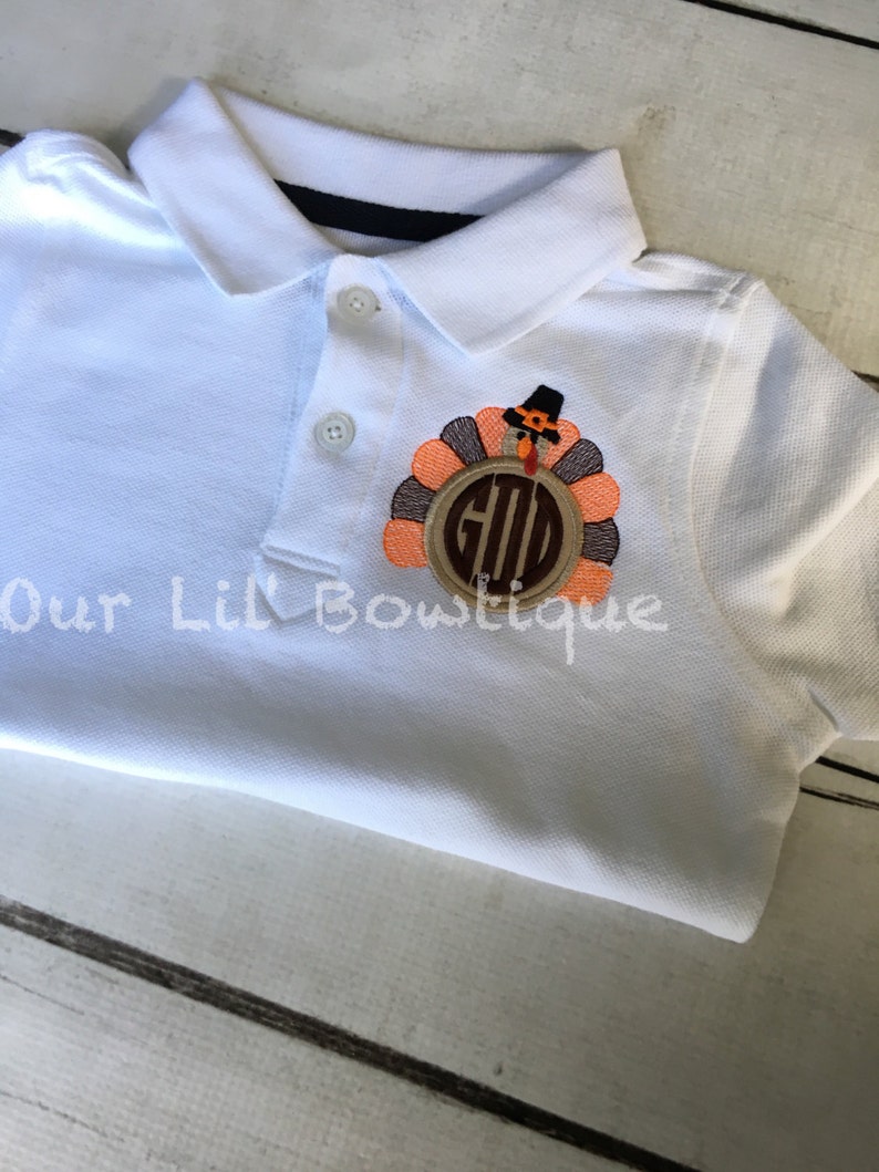 Turkey Polo Thanksgiving Polo Thanksgiving Turkey Polo Turkey Monogram Monogram Boys Thanksgiving Shirt image 3