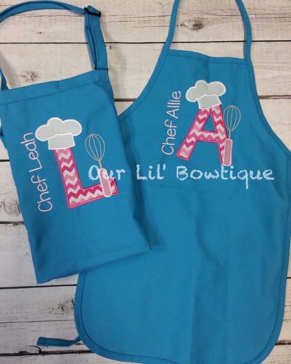 Personalized Chef Letter Apron - Personalized Apron - Personalized Kids Apron - Girl - Boy - Toddler - Baby - Chef Birthday Il_570xn