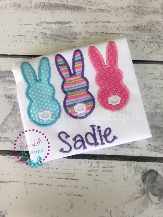 Girls Easter Shirt - Easter Bunny Tails - Personalized Easter Dress - Easter Bunny - Bunny Tails Easter Dress - Girls Easter - Bunny Trio Il_570xn