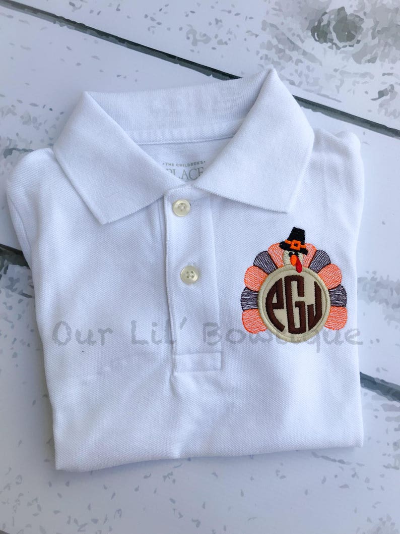 Turkey Polo Thanksgiving Polo Thanksgiving Turkey Polo Turkey Monogram Monogram Boys Thanksgiving Shirt image 7